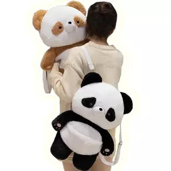 Милый мультяшный рюкзак с куклой в виде панды, черный, коричневый, национальное достояние, панда, плюшевый рюкзак, подарок для мальчика и девочки about 48cm