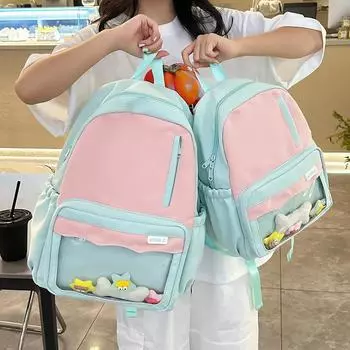 Милый мультяшный рюкзак, школьный рюкзак для девочек, рюкзак большой емкости Small зелёный