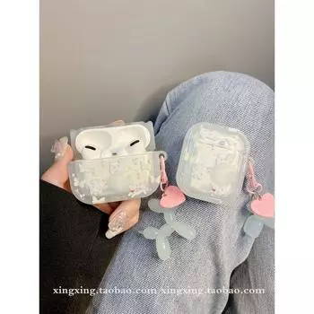 Милый мультяшный щенок-бабочка для защитного чехла AirPods Pro Apple 2-го поколения Беспроводной чехол для наушников Airpods3 airpods pro [Square] Butterfly puppy + pendant