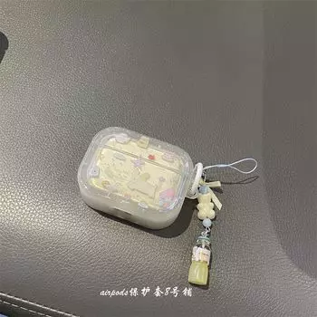Милый мультяшный щенок котенок Подходит для Apple AirPods Pro1 Поколение 2 Поколение 3 Поколение Чехол для Bluetooth-наушников Защитный чехол Apple Airpods 3 Yellow earphone shell + ornaments