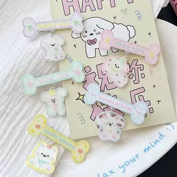 Милый мультяшный щенок, кулон, заколка для волос в виде кости для женщин и девочек, милые заколки, боковая челка, зажим, универсальные аксессуары для волос синий