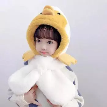 Милый мультяшный шарф для девочек и мальчиков, утолщенная шапка из двойного флиса для малышей, зимняя детская шапка, зимние теплые шапки розовый