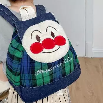 Милый мультяшный школьный рюкзак для детей, рюкзак в японском стиле с зеленой клеткой для детского сада зелёный