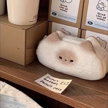Милый мультяшный сиамский кот PuPu, плюшевая сумка для ручек, большая емкость, Kawaii, пенал для мальчиков и девочек, канцелярские принадлежности, школьные принадлежности