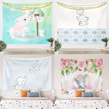 Милый мультяшный слоненок гобелен офисный гостиный гобелен украшение стены дома гобелен 100x75cm