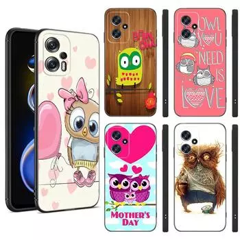 Милый мультяшный сова черный силиконовый чехол для телефона для Xiaomi POCO X3 X4 NFC F3 F4 GT F5 M3 M4 M6 X5 X6 Pro 5G C55 C65 M5 POCO X3 NFC