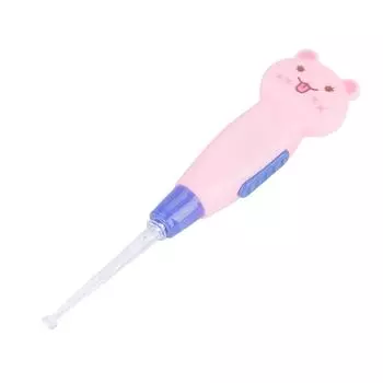 Милый мультяшный светодиодный фонарик для чистки ушей с пинцетом-скребком (Розовый кот)