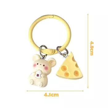 Милый мультяшный сырный брелок для ключей с мышкой для женщин и девочек, забавный кулон Kawaii, брелок для рюкзака, украшения, аксессуары, подарки