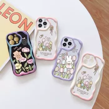 Милый мультяшный узор, кремовая текстура, мягкий силиконовый чехол с волнистыми краями, чехол для телефона для OPPO Reno Realme OPPO A15 белый