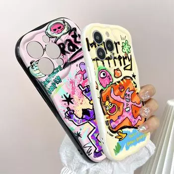 Милый мультяшный узор, кремовая текстура, мягкий силиконовый чехол с волнистыми краями, чехол для телефона для Huawei Honor Infinix Tecno iPhone Honor 20 белый