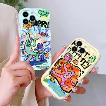 Милый мультяшный узор, кремовая текстура, мягкий силиконовый чехол с волнистыми краями, чехол для телефона Xiaomi Redmi Redmi 10 белый