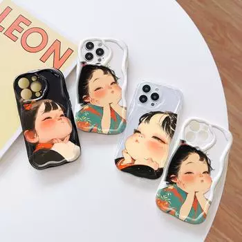 Милый мультяшный узор, кремовая текстура, мягкий силиконовый чехол с волнистыми краями, чехол для телефона для OPPO Reno Realme OPPO Reno4 чёрный