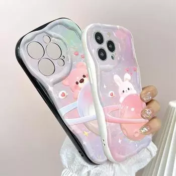 Милый мультяшный узор, кремовая текстура, мягкий силиконовый чехол с волнистыми краями, чехол для телефона для Huawei Honor Infinix Tecno iPhone Huawei Nova 5T чёрный