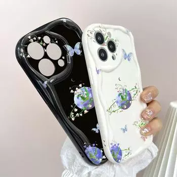 Милый мультяшный узор, кремовая текстура, мягкий силиконовый чехол с волнистыми краями, чехол для телефона для Huawei Honor Infinix Tecno iPhone Huawei Nova 9 SE чёрный