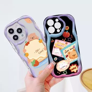 Милый мультяшный узор, кремовая текстура, мягкий силиконовый чехол с волнистыми краями, чехол для телефона Samsung Samsung A02 белый