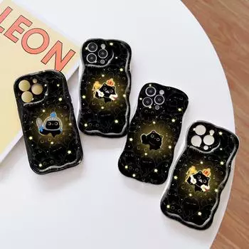 Милый мультяшный узор, кремовая текстура, мягкий силиконовый чехол с волнистыми краями, чехол для телефона для OPPO Reno Realme Realme Narzo N65 5G чёрный