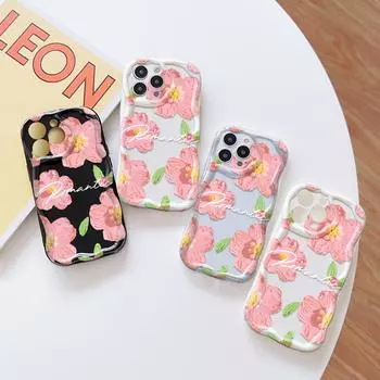 Милый мультяшный узор, кремовая текстура, мягкий силиконовый чехол с волнистыми краями, чехол для телефона для OPPO Reno Realme Realme 13+ 5G чёрный