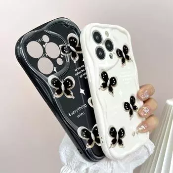 Милый мультяшный узор, кремовая текстура, мягкий силиконовый чехол с волнистыми краями, чехол для телефона для Huawei Honor Infinix Tecno iPhone Huawei Mate 40 Pro белый