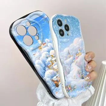 Милый мультяшный узор, кремовая текстура, мягкий силиконовый чехол с волнистыми краями, чехол для телефона для Huawei Honor Infinix Tecno iPhone Infinix Note 40 Pro 4G белый