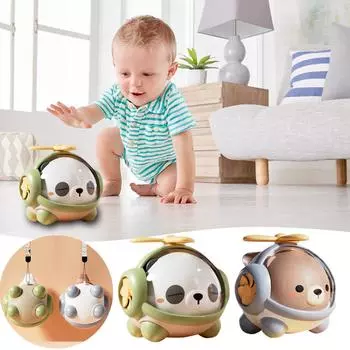 Милый мультяшный вертолет, милый свисток для детей от 0 до 3 лет, вращающаяся детская игрушка, интерактивная игра-головоломка для родителей и детей One Size синий