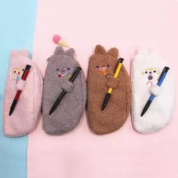 Милый мультяшный вышитый плюшевый пенал Wow канцелярские принадлежности большой емкости пенал для девочек косметичка сумка для хранения