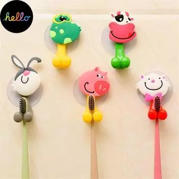 Милый мультяшный животный держатель для зубной щетки на присоске C ldren, набор аксессуаров для ванной комнаты, держатель для зубной щетки, стеллаж для хранения