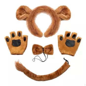 Милый набор из ушей и хвостов животных для забавного переодевания lion