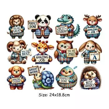 Милый набор животных Нашивки на одежду Наклейки Термопресс Аппликация Футболка Нашивки своими руками Тканевые нашивки Назад в школу Сезон