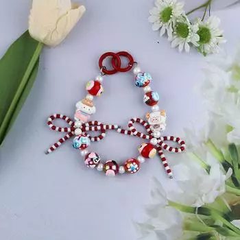 Милый нарисованный вручную бисерный бант для мобильного телефона, брелок для сумки, украшение, чехол для телефона, ремешок для защиты от потери