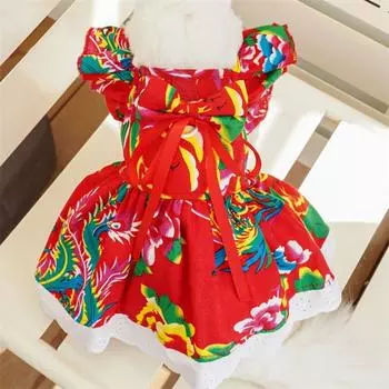 Милый наряд для питомца с летающими рукавами, юбка для милой собачки, клетчатая юбка, модное платье принцессы для кошек, щенка 3XL-Red Plaid