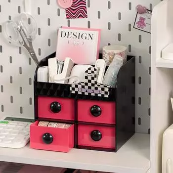 Милый настольный ящик для хранения, большая вместительная коробка для хранения косметики, органайзер для макияжа, многоцелевой детский канцелярский чехол для ручек белый