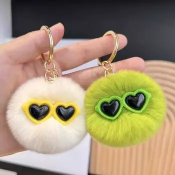 Милый настоящий мех кролика выдры, маленький меховой шарик, брелок для ключей от автомобиля, подвеска, цветной плюшевый мяч, школьная сумка, украшение, подарок на день рождения