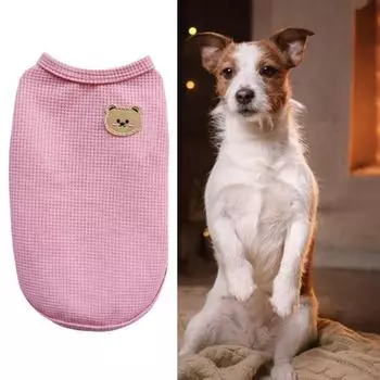 Милый не скатывающийся полиэстеровый жилет для собак с вафельной текстурой для домашних животных, рубашка для улицы S синий