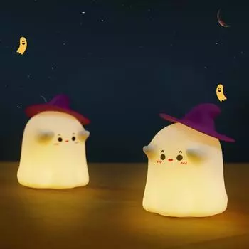 Милый ночник-призрак, 3 уровня яркости, перезаряжаемый, ночник для сна, кавайный, беспроводной, сенсорный, для декора детской комнаты