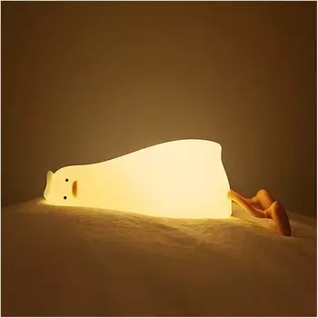 Милый ночник с сенсорным датчиком, боковой подсветкой, светодиодный силиконовый детский ночник, перезаряжаемый через USB, ночник в виде утки, прикроватная лампа с 3 уровнями регулировки яркости