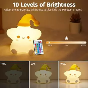 Милый ночник в виде звезды, [16 цветов + пульт дистанционного управления] Милый ночник в виде звезды для спальни, мягкий силиконовый ночник в виде звезды Star