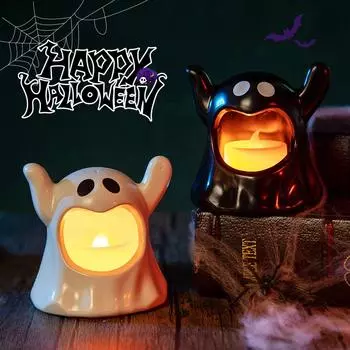 Милый ночной светильник-призрак на Хэллоуин, работающий от батареек, для вечеринки на Хэллоуин, реквизит для садовой вечеринки, декор белый