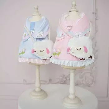 Милый ошейник для питомца с цветочным принтом, овечья куртка-рюкзак, юбка для собак, осенне-зимняя коллекция, парки для собак Bichon Dog, куртка, одежда для собак маленьких собак XS