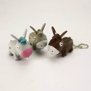 Милый ослик, светодиодный брелок, мини-фонарик, звуковой брелок, детские игрушки с героями мультфильмов серый