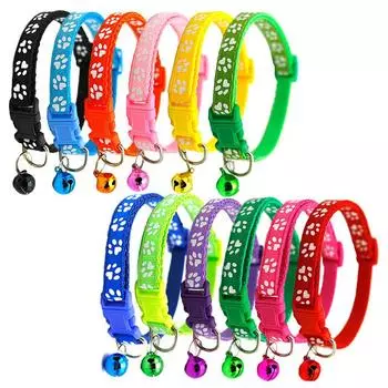 Милый отпечаток лапы, регулируемый колокольчик, ошейник для домашних животных, ошейник для кошек, маленьких собак, котят, щенков