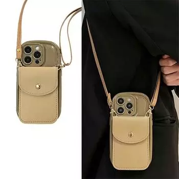 Милый овальный бампер через плечо ремешок кошелек кожаный слот для карт чехол для iPhone 14 Pro Max Case & Strap фиолетовый