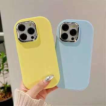 Милый овальный силиконовый чехол ярких цветов для iPhone 15Pro Max 11 12 13 14 Pro Max с серебряным покрытием, противоударный бампер для камеры For iPhone 11