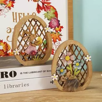 Милый пасхальный деревянный кулон, украшение для пасхального яйца, полое цветное яйцо, украшение для вечеринки Style 3