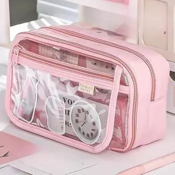 Милый пенал для девочек, стильный, большой емкости, школьный чехол для детей, тканевый, на молнии, кавайный, школьные принадлежности для детей