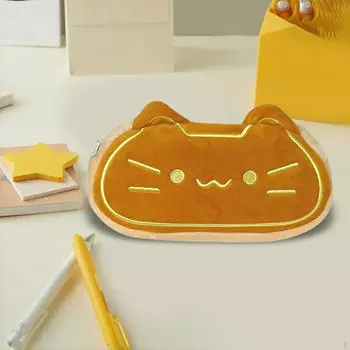 Милый пенал для кошек, сумка для ручек, для мальчиков и девочек, для офиса, мультяшный, женский, стильный, для детей/взрослых, подростков, на молнии жёлтый