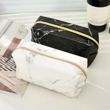 Милый пенал из искусственной кожи, большая вместимость, дорожная косметичка с застежкой-молнией для женщин, девочек, школьников, студентов white