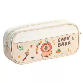 Милый пенал с капибарой, большая вместимость, мультяшные принты, пылезащитный мешок для хранения канцелярских принадлежностей, для студентов