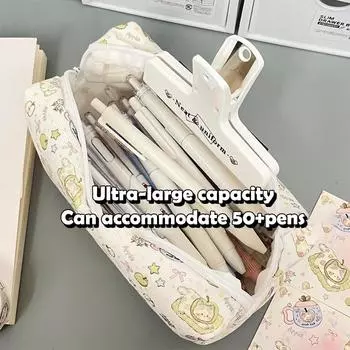 Милый пенал с принтом кошки, мультяшная сумка для карандашей с котенком, косметички, большая вместимость, сумка для хранения канцелярских принадлежностей, школьные принадлежности для студентов