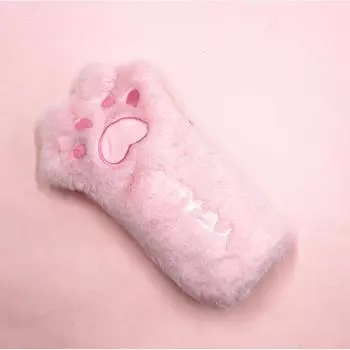 Милый пенал в виде кошачьей лапки для студента, большая вместимость, сумка для канцелярских принадлежностей, плюш серый