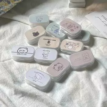 Милый переносной футляр для контактных линз в виде животного Beauty Eye Box, контейнер для контактных линз, дорожный набор, футляр для контактных линз с зеркалом